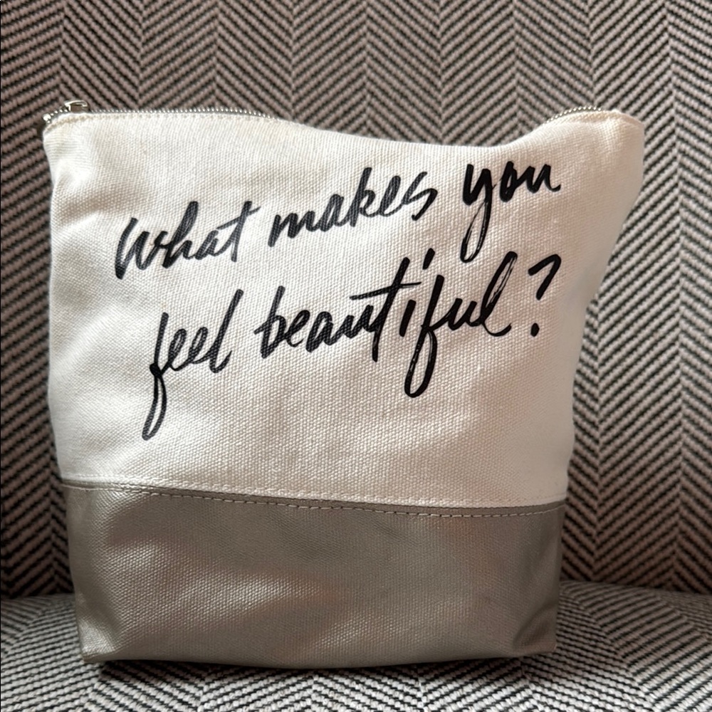 bareMinerals Cream and Silver Cosmetic Bag